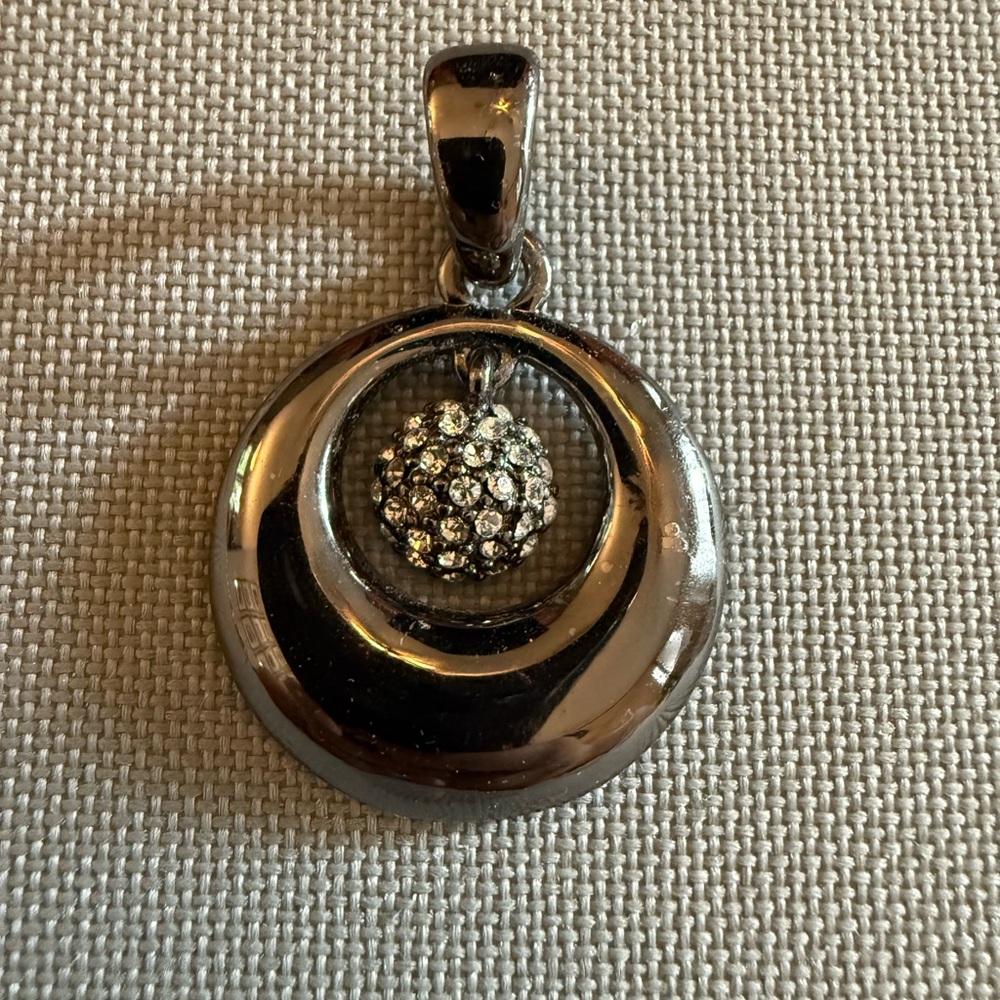 Lia Sophia Hematite pendant with Vintage-Inspired Pave Crystal Detailing